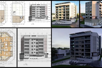 create bim based architectural floor plans, elevations and 3d renders