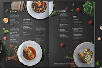 design menu for bakery, buffet, dessert, food truck, recipe, restaurant menu