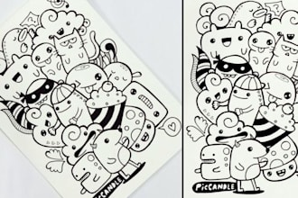 do vector doodle art illustration printable doodle wall artwork character design