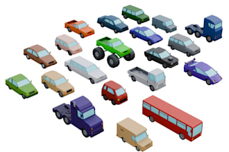 create lowpoly 3d assets for games and render