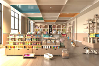 supermarket lumion 3d rendering,mall exterior,pets store,vetinary clinic,library