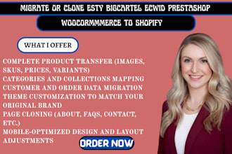 migrate or clone esty bigcartel ecwid prestashop woocormmmerce to shopify