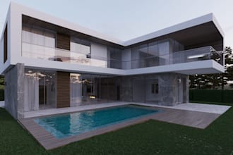 stunning 3d modern villa, garden, resort, patios, cgi interior, exterior design