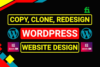 duplicate, redesign, copy clone website, wordpress website design with elementor