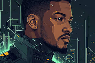 draw a sci fi character illustration or sci fi character