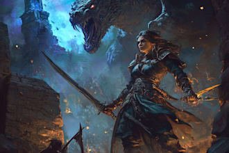 create dragons and dnd character illustration