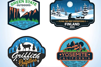 create retro adventure outdoor camping badge logo or t shirt