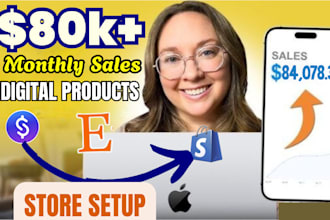 setup 7 figure shopify digital store,stan store setup,etsy digital product store