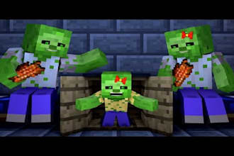 create best quality 3d minecraft animation, 3d minecraft