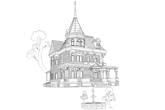 draw house illustration, building, floor plan, architectural store building, map
