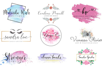 make a high quality watercolor feminine signature logo