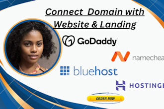 connect domain to website and landing page, godaddy bluehost namecheap