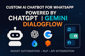 build custom ai assistant chatbot using open ai gemini, dialogflow for whatsapp