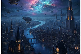 illustrate detailed fantasy cityscapes for you