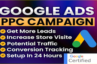 setup and manage google ads adwords PPC search, display and pmax campaigns