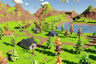 create 3d stylized environment level design blender 3d scene 3d game environment