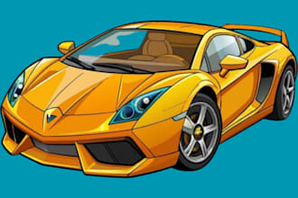 draw car illustration, vector art, automotive, automobile, tshirt design