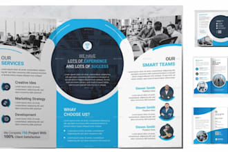 design flyer, trifold, bifold brochure, annual report, poster and business cata