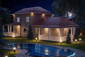 home interior and exterior design, architectural rendering walkthrough animation