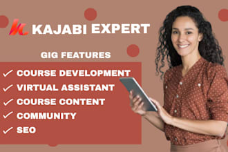 kajabi course development community course content virtual assistant seo