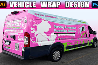 design custom vehicle wraps, car door magnets and window vinyl decal
