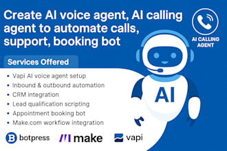 create ai voice agent, ai calling agent to automate calls, support, booking bot