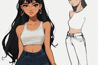 draw anime style character full body
