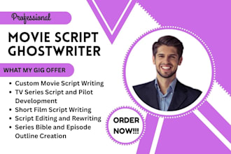 write movie script, movie script writing, film script, script writing, tv series