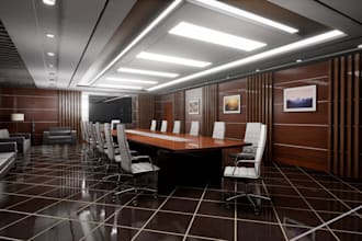 design stunning 3d interior office, commercial building, restaurant, gymnasium