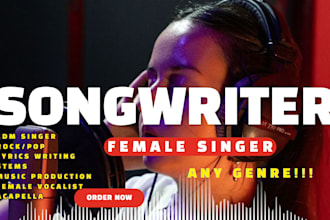 be versatile female vocal singer, female singer harmony or backing track singer
