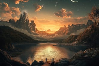 draw fantasy background and landscape