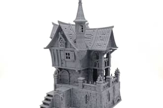 3d terrain stone miniature, 3d print castle medieval fantasy house,dnd warhammer