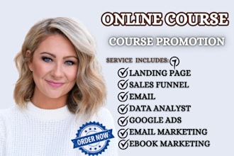 do udemy online course promotion, online course marketing and sales funnel setup
