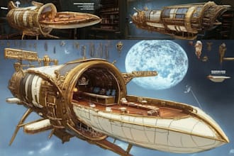 design spaceship, sci fi illustration and sci fi art