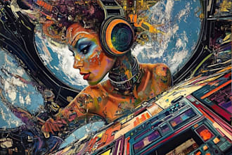 create high quality space art and futuristic space scenes