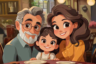 design a professional disney family portrait