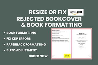 fix resize update book cover, fix rejected book book formatting for amazon kdp
