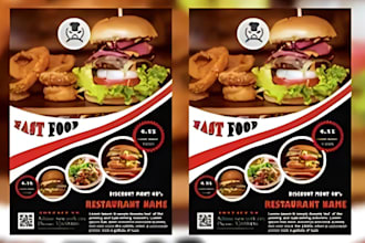 design stunning restaurant flayers, food menu, brochure and posters design