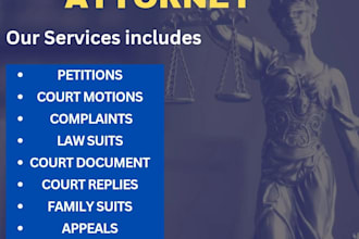 draft court motions , appeals , complaints, petitions and court replies