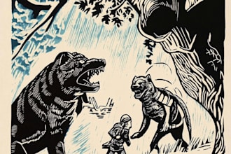 create custom linocut illustration with fast delivery