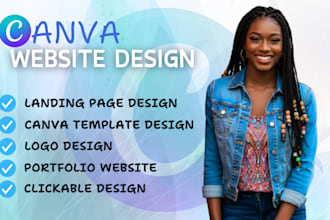 design canva website canva portfolio website canva landing page clickable design