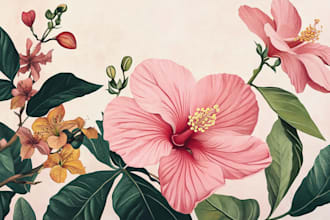 draw botanical illustration art for you