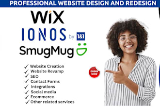 create wix ionos smugmug website design redesign seo store