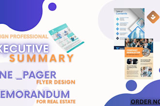 design one pager executive summary investment teaser pitchdeck teaser memorandum