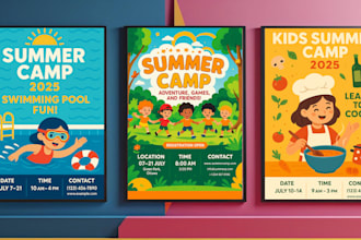 create a fun summer camp activity poster for kids to print