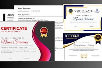make award and degree certificates design,make CV,amazing resume design