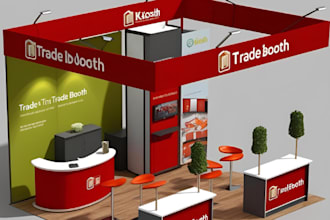 design your 3d trade booth, exhibition, stand, stall, kiosk