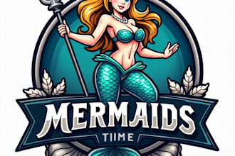 design high quality nautical mermaid mascot logo with free source file