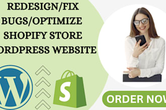 fix bugs, redesign, or optimize your shopify store wordpress website