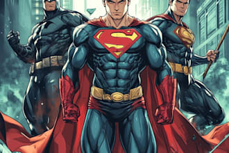 draw a superhero comic art book cover comic art logo character illustration